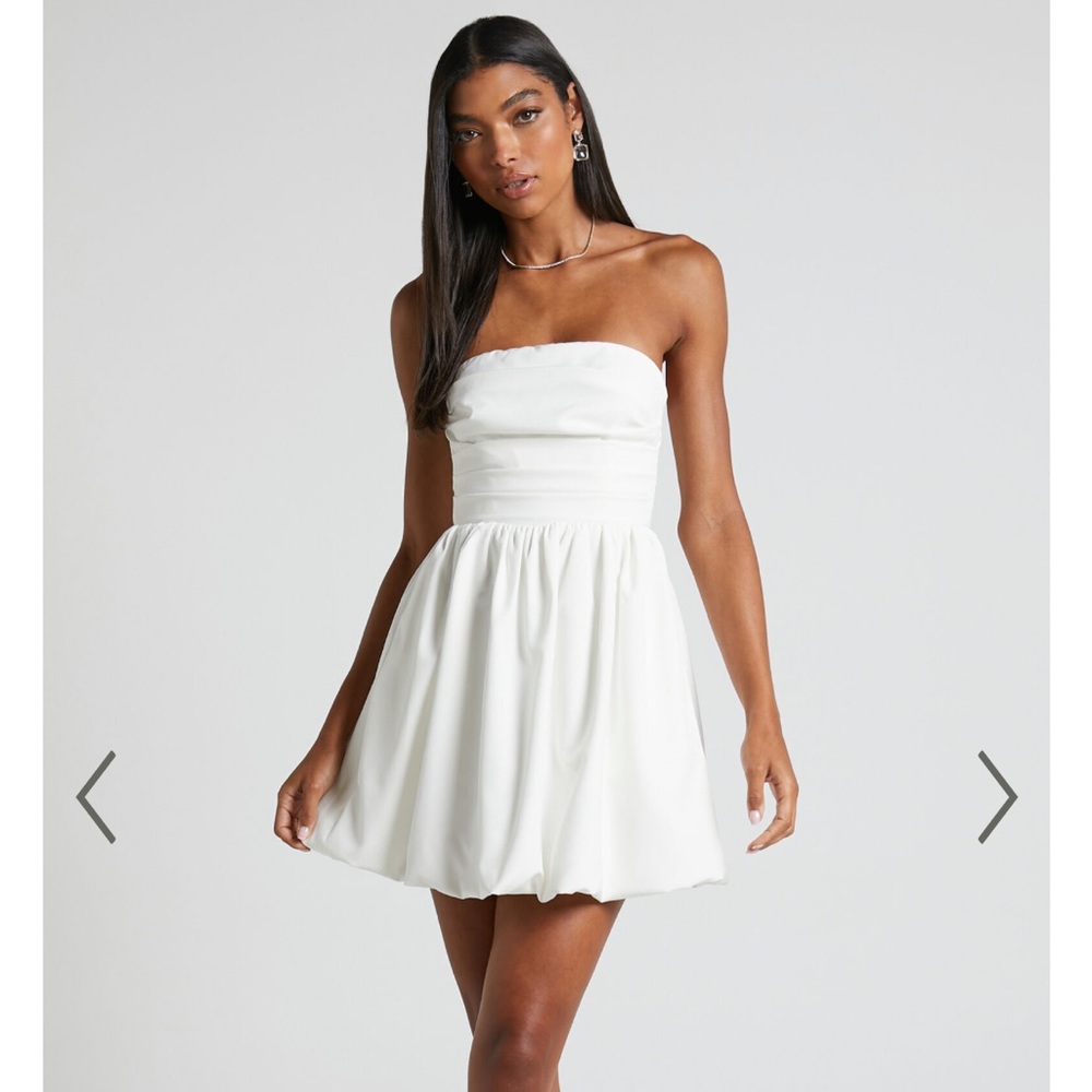 Showpo - SHAIMA STRAPLESS MINI DRESS IN WHITE